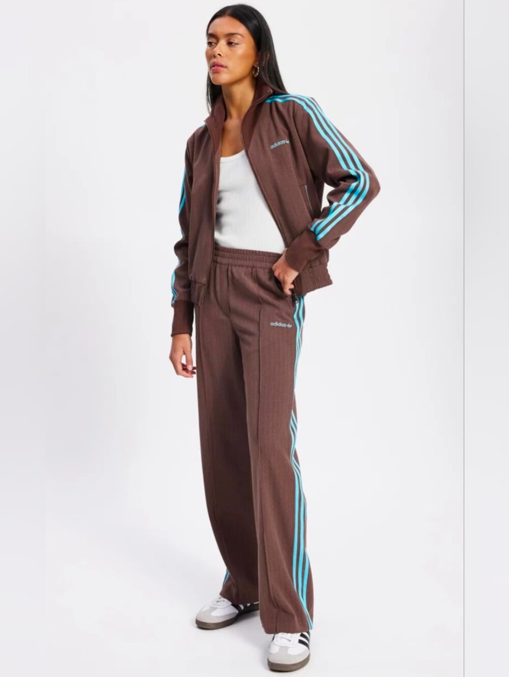 Adidas Originals Tailored Track Pants In Auburn With Blue Stripes - Picture 3 of 14